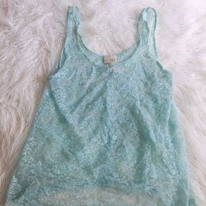Daytrip Small Rhinestone Bling Blue Tank